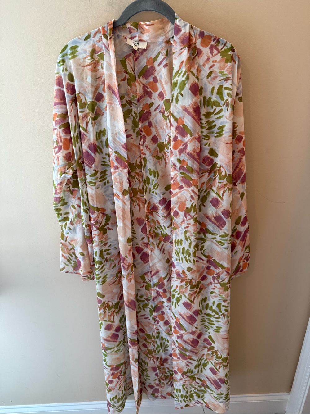 Entro Long Sleeve Kimono Duster Top Topper Open Cardigan size S/M